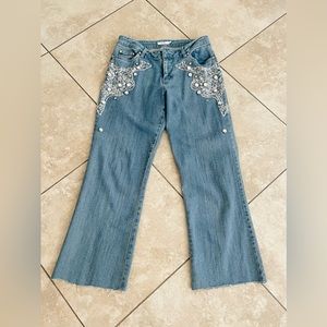 Cache embellished cropped jeans Size 6